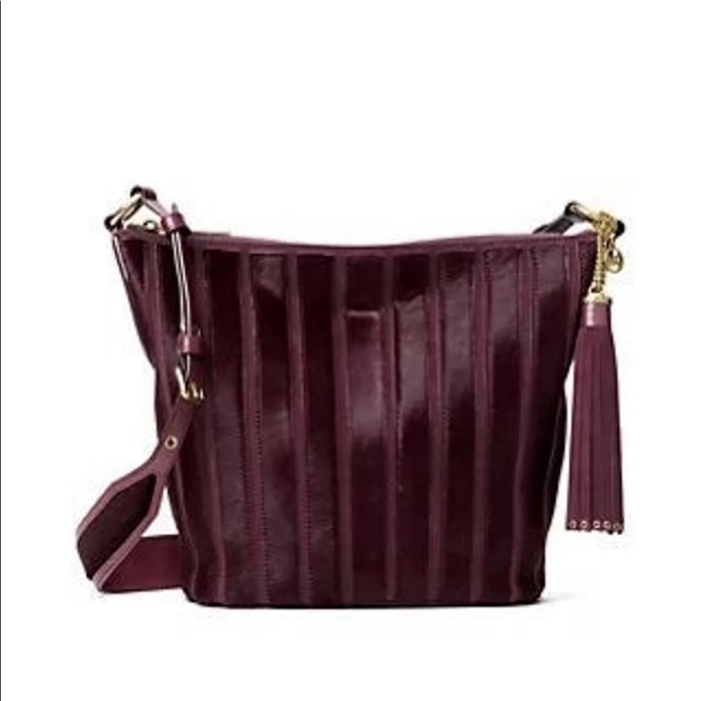 Michael Kors Deep Wine Leather Shoulder Bag with Tassel